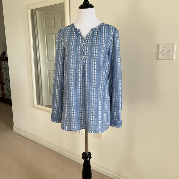 Denim chambray blouse by TALBOTS size small - Picture 2 of 8